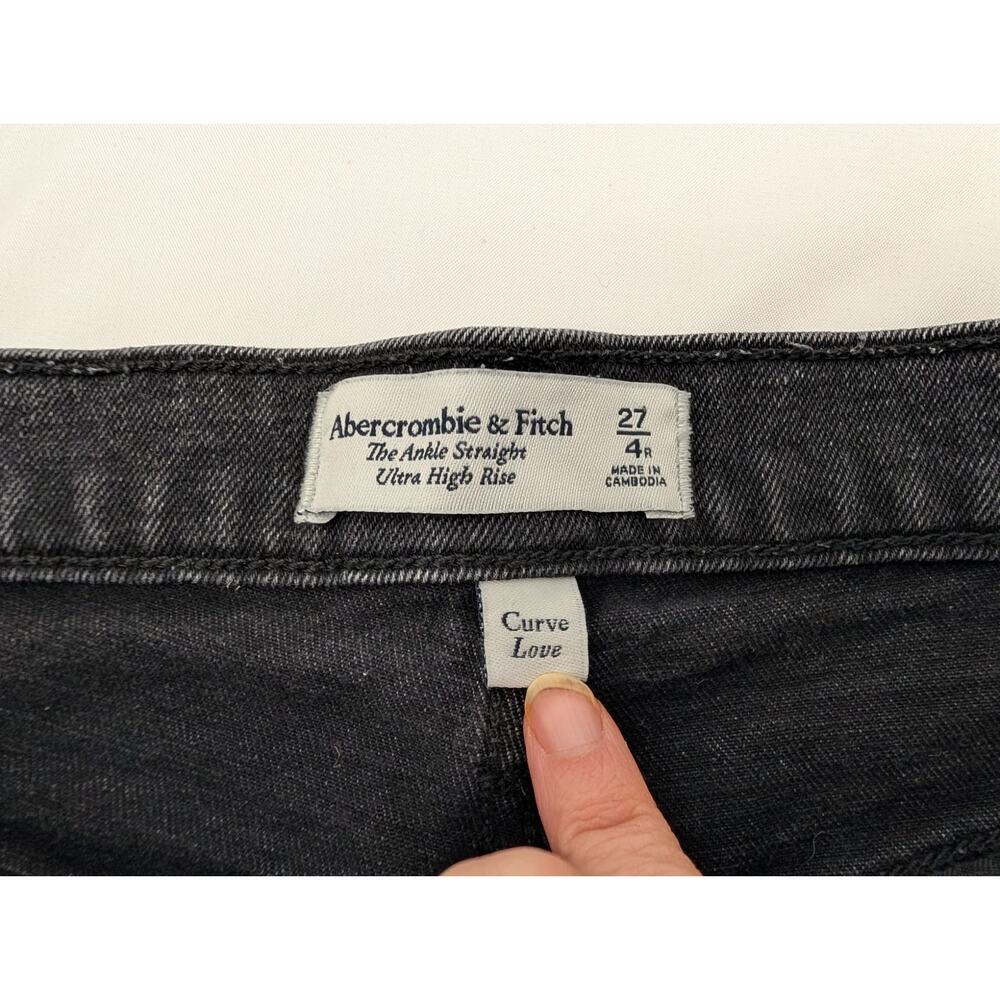 Abercrombie & Fitch The Ankle Straight Ultra High Rise Curve Love 27/4 Black - Picture 7 of 9